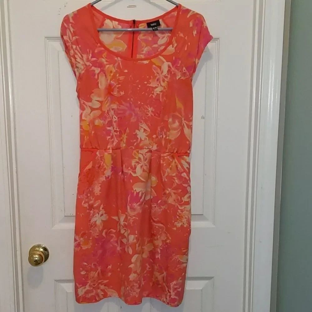 Mossimo coral floral print dress Sz M